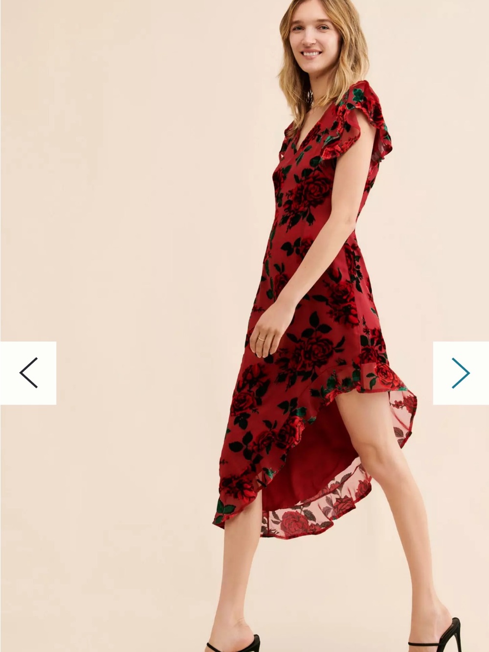Rachel Parcell Red Floral High-Low Ruffle Dress. Size 4. New with tags.